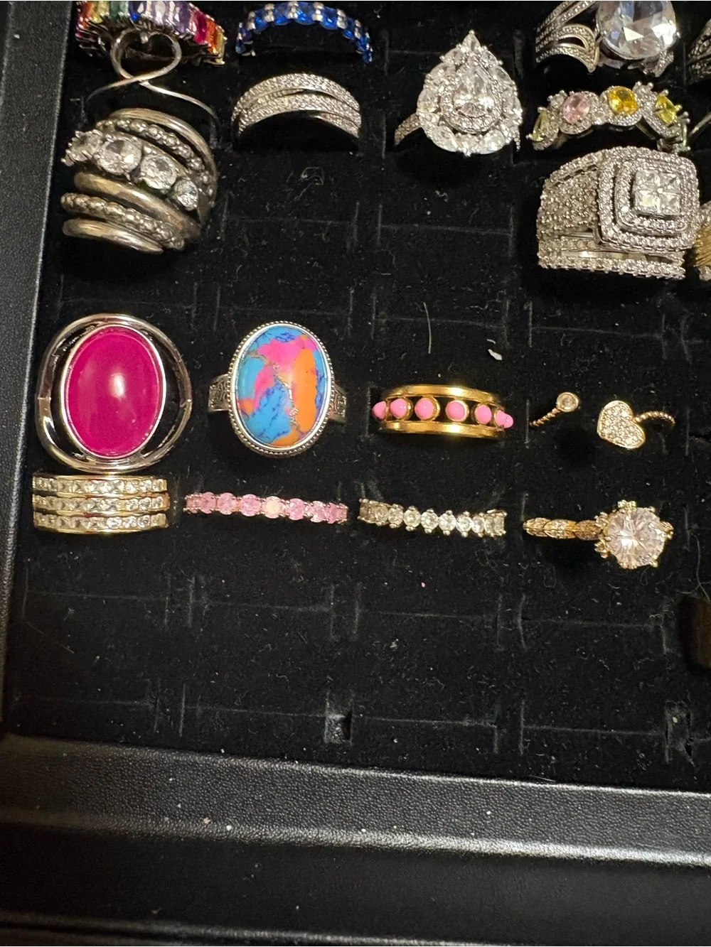 Mixed Women's Ring Collection - Pink, Gold, Silver Accents